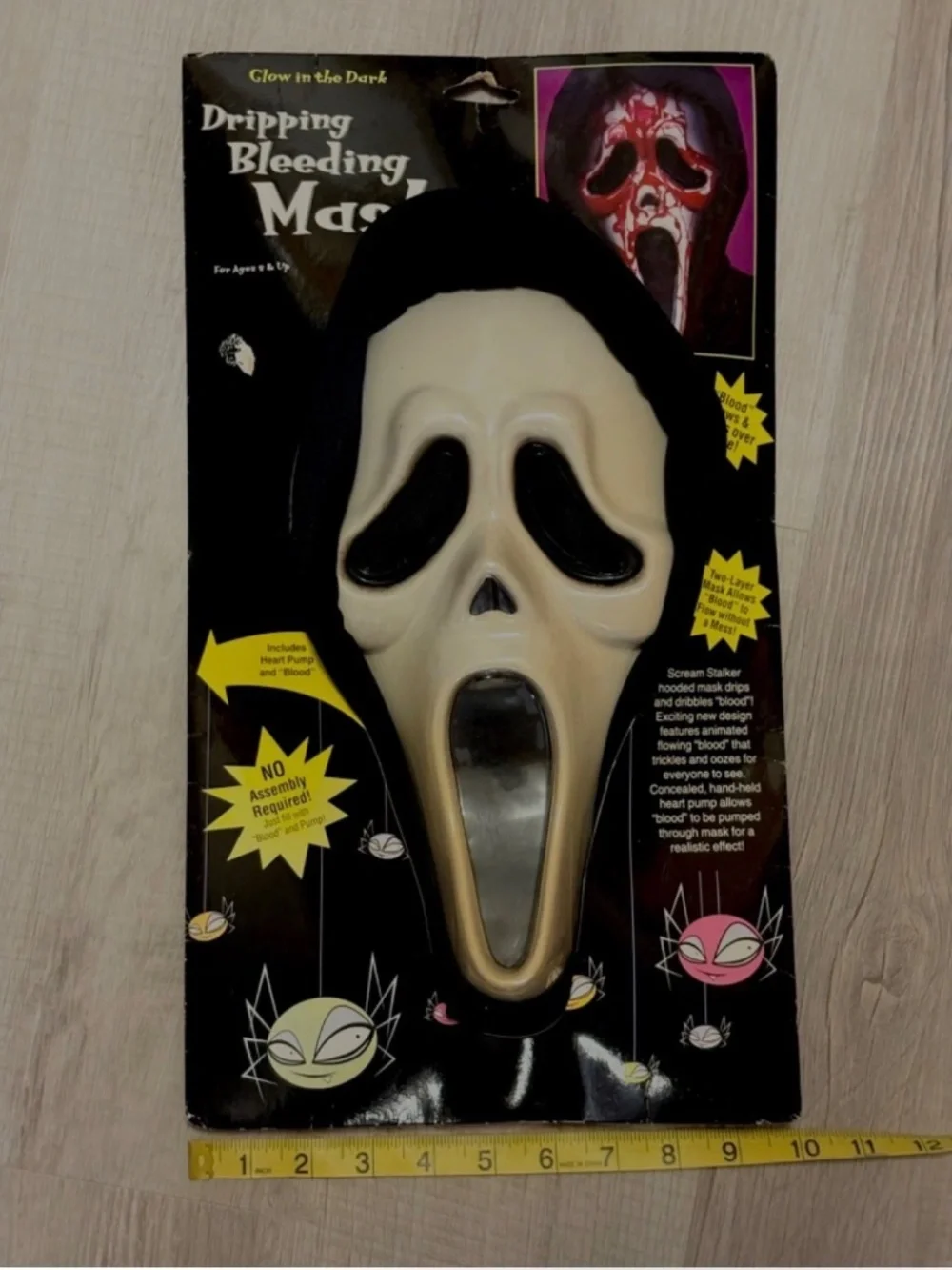 Vintage Scream Ghost Face Style Bleeding Halloween Mask w/ Blood Heart Pump NEW